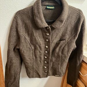 Chic Brown Wool Blazer with Button Accents